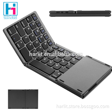 Shenzhen Factory Wholesale Mini Portable Folding Wireless Bluetooth Keyboard With Trackpad Mouse Triple Foldable
